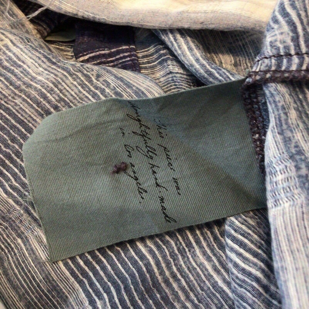 RAQUEL ALLEGRA Striped Hemp Silk Popover Blouse - Picture 8 of 8